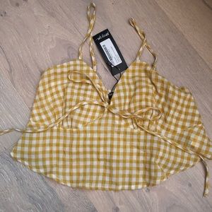 Gingham Swing Tie Front Top